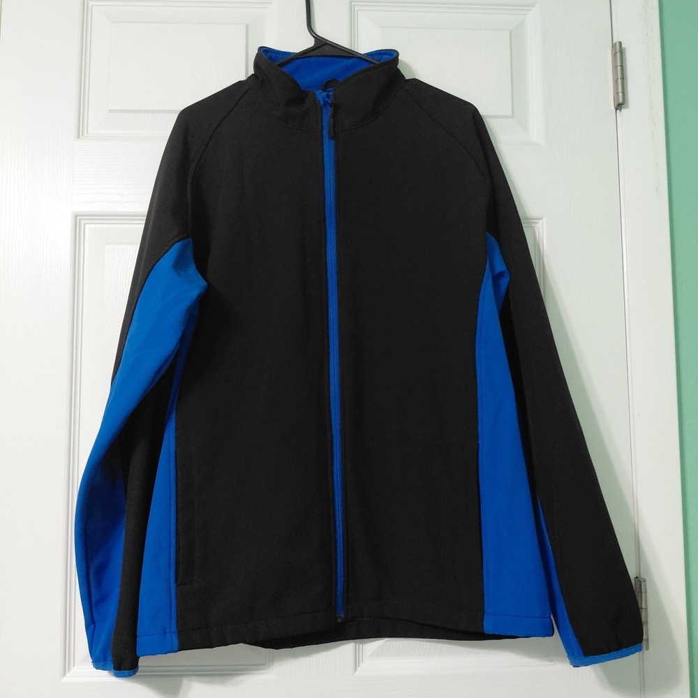 Climate Concepts Mens Full Zip Black Blue Jacket Long Sleeve Large